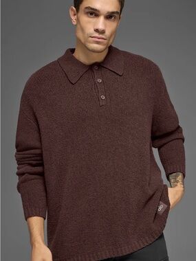 ALO Yoga Textured Knit Long Sleeve Polo